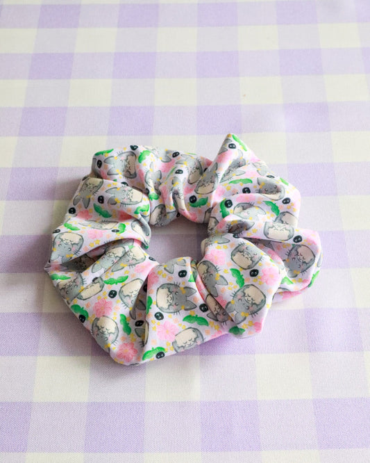 Scrunchie with animal pattern on a checkered background