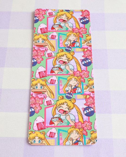 Cartoon character stickers on a colorful background