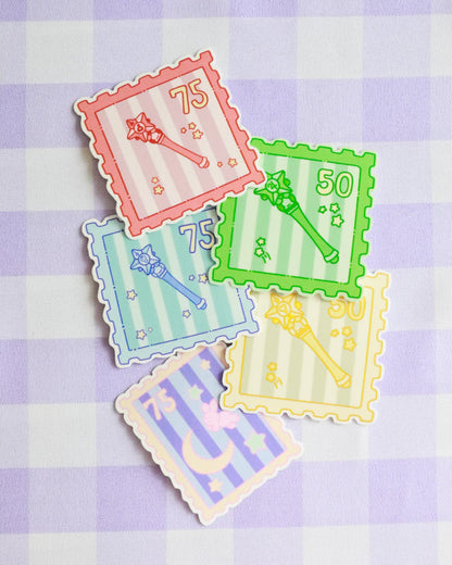 Set of decorative birthday cards with numbers on a purple checkered background