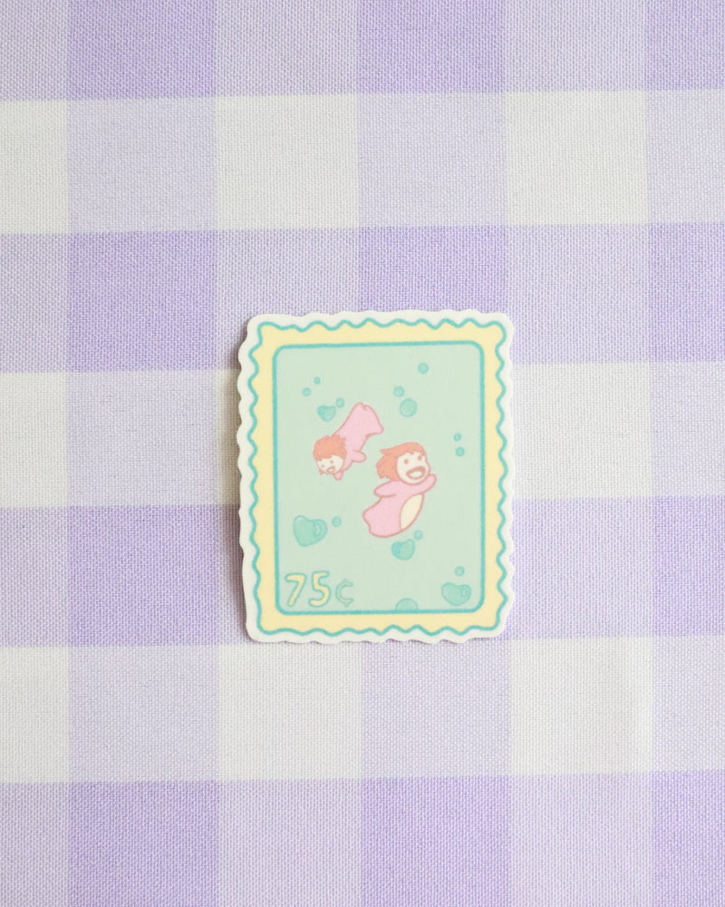 Little Fish Girl Stamp Sticker
