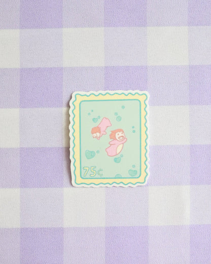 Little Fish Girl Stamp Sticker