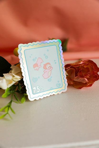 Fish Girl Stamp Sticker